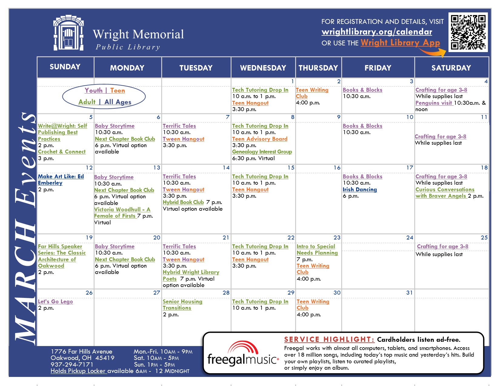 March library event calendar