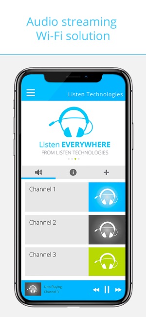 mobile phone displays the Listen Everywhere app
