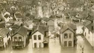 Aerial view of 1913 Great Flood in Dayton, OH