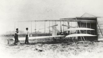 Wright Brothers with early plane are an essential part of Dayton's history.