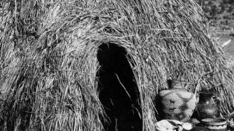 Black-and-white image of Shawnee Wig-wam.