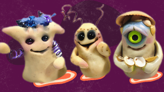 Three polymer clay "ghoulie" figurines
