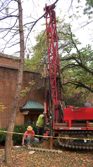 Core sampling in Oct. 2020 near the future Parkside Entrance of Wright Library