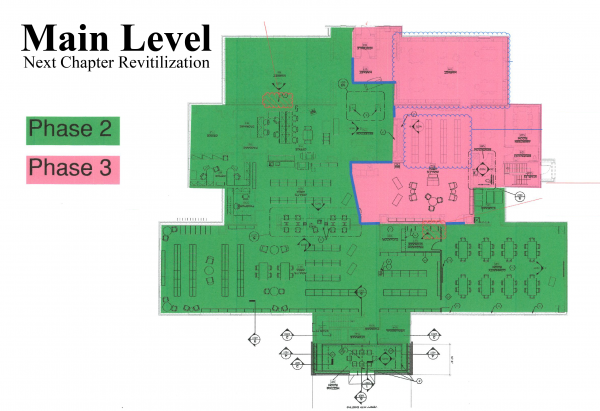 Phase 3 floor plan of the library's Main Level 