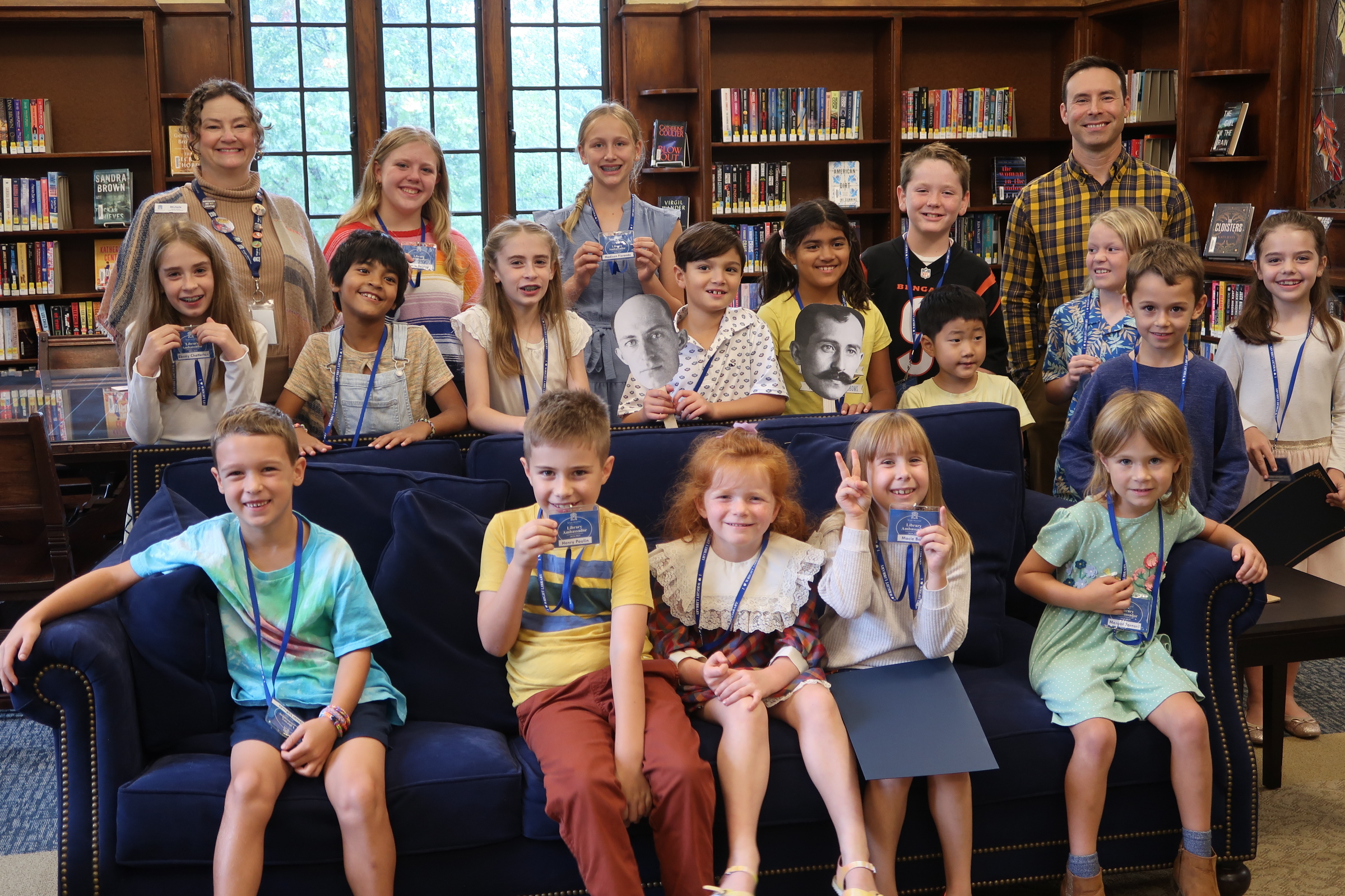 Wright Library's 2024-2025 Library Ambassadors pictured with the Youth Services Coordinator and Board Member