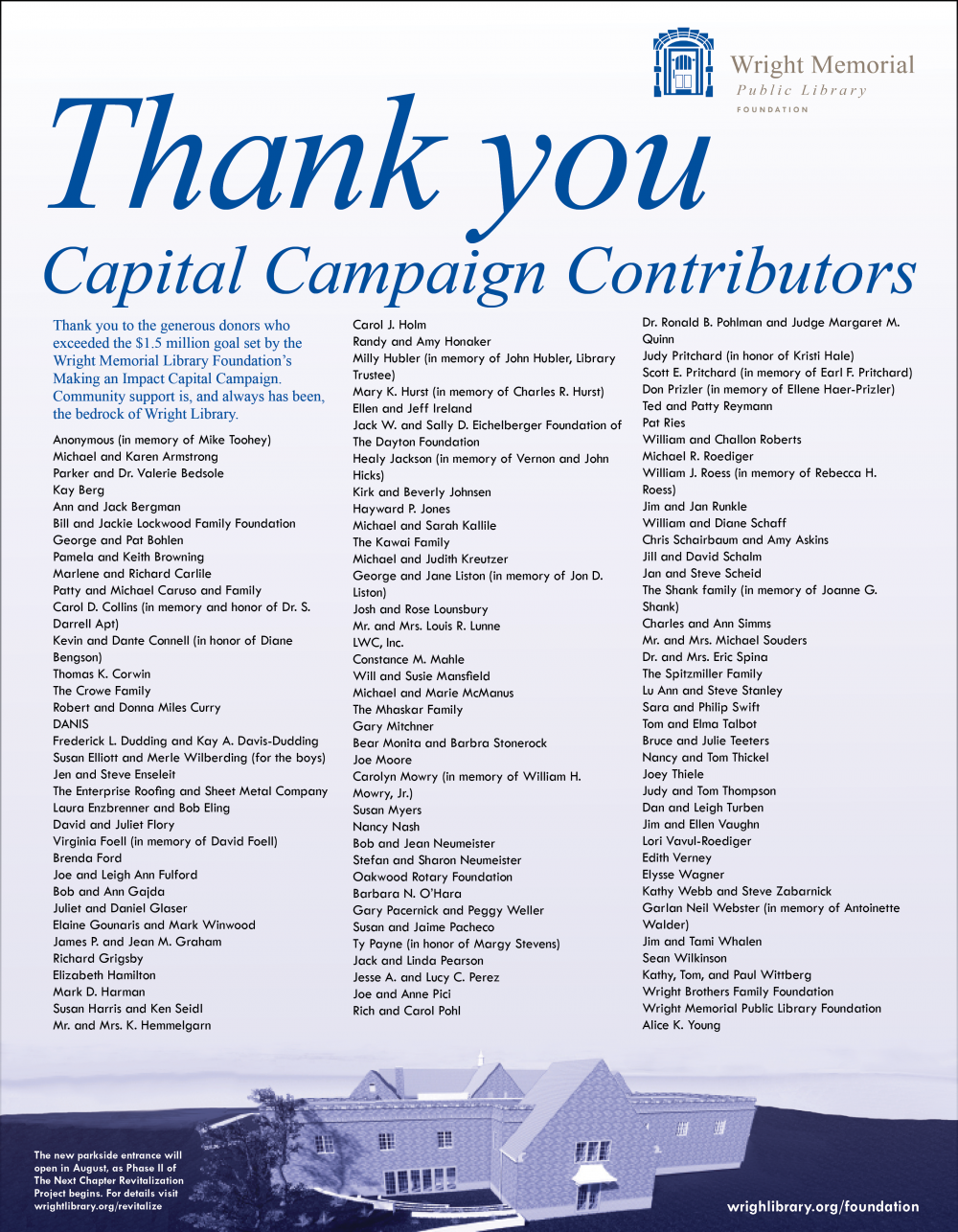 capital campaign thankyou list