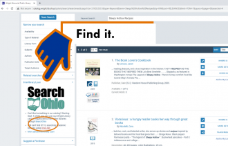 screenshot of wmpl catalog with a hand pointing to the interlibrary loan tab
