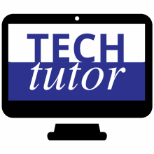 Computer screen displaying the words "tech tutor"